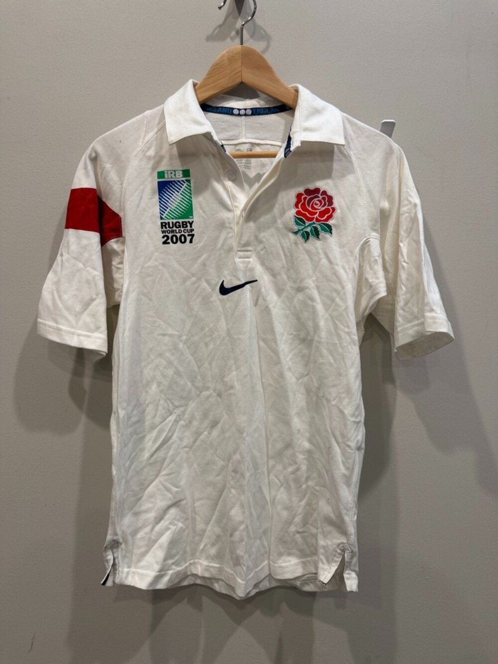 Nike England Rugby Shirt — 2007 Rugby World Cup, Size S